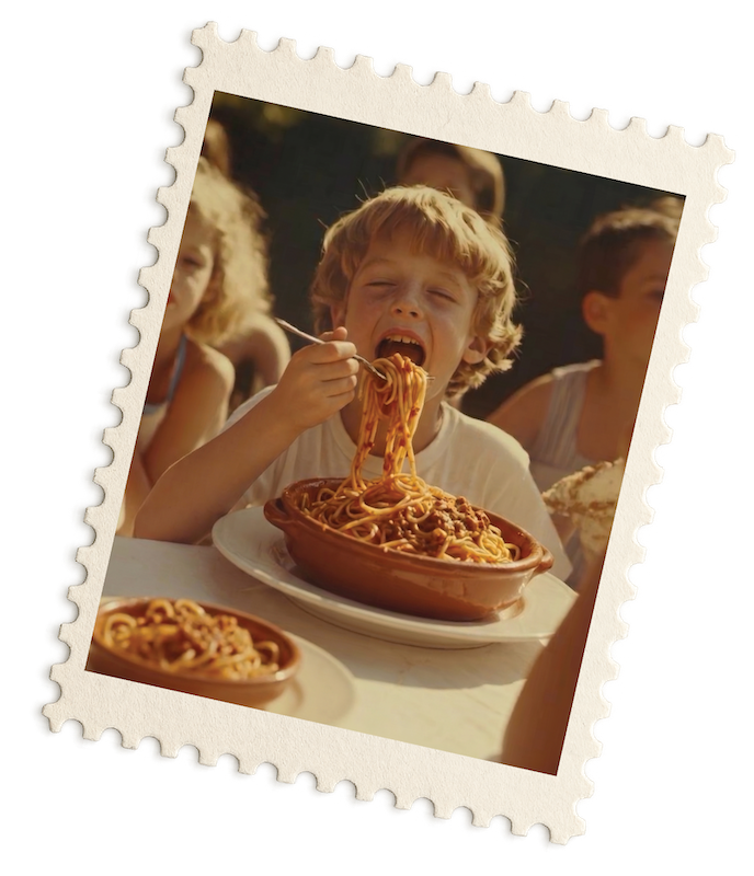 Child eating pasta