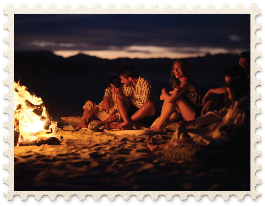 Beach bonfire gathering
