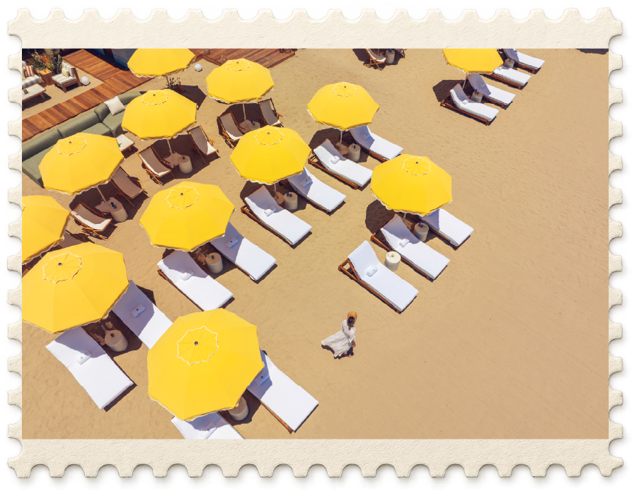 Yellow beach umbrellas